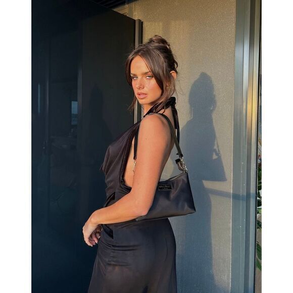 Commense Sexy Mesh Black Halter Dress Thigh-High Slit Evening Cocktail‎ Party M - Picture 13 of 15